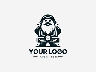Obraz premium Playful dwarf mechanic with automotive tools in cheerful cartoon mascot vector logo