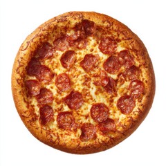 Deliciously Cheesy Pepperoni Pizza Freshly Baked with Golden Crust and Abundant Toppings Served on a Wooden Board in a Cozy Restaurant Setting