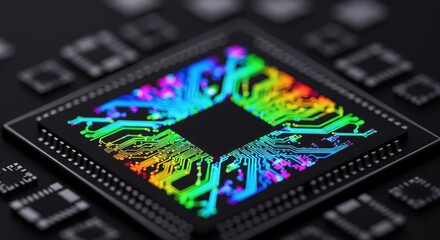Fototapeta premium Neon Microchip Macro 