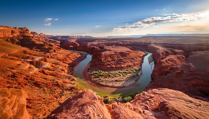 sinuous path of a parched riverbed weaving its way amidst fiery red canyons and bursts of desert flora encapsulates very soul of arizona arid terrain