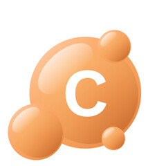 Vitamin C Icon - Ascorbic Acid Antioxidant Flat Illustration