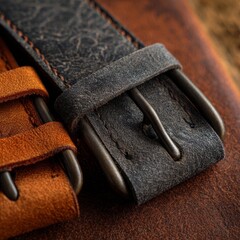 Two leather belts with a metal buckle