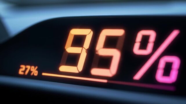 Digital Display Showing Percentage Changes Over Time Progress Visualization.