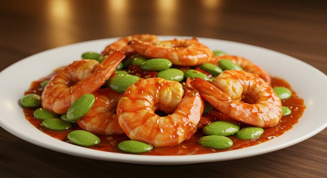 "Udang Sambal Gericht authentische Nationalspezialit&auml;t Garnelen in Sambal-Chili"