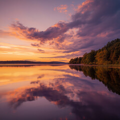 Obraz premium Sunset over lake