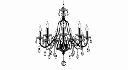 Classic Chandelier Vector Illustration Icon With Crystal Detail