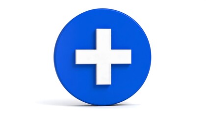 Fototapeta premium Blue Plus Sign with 3D Icon.