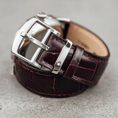 A watch band made of leather and metal
