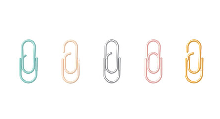 Obraz premium Colorful Paperclips on White Background