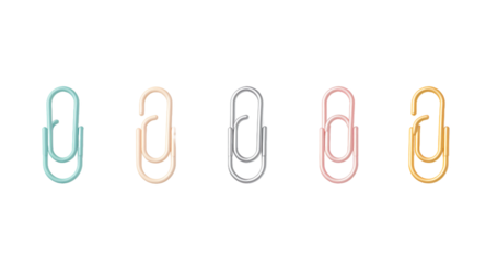 Colorful Paperclips on White Background