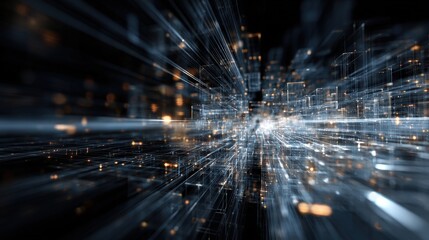 Abstract digital network city lights