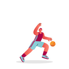 Basketball player dribbling the ball in dynamic motion