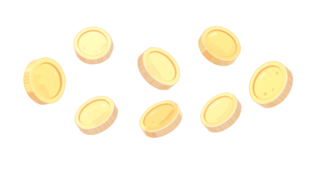 Falling Gold Coins on White Background