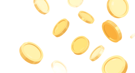 Falling Gold Coins, Money, Currency, Financial Success, Wealth, Animation, Background, Illustration, Design Element, Game Asset, App Icon, 
