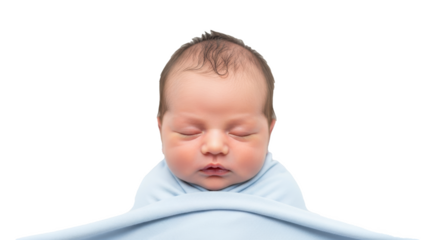 Newborn baby sleeping peacefully wrapped in a blue blanket cute infant baby photography stock image download on transparent background