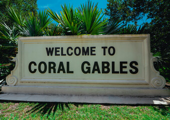  sign welcome city of coral gables miami 