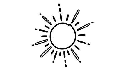 Obraz premium A simple, hand-drawn illustration of a sun with radiating rays, depicted in black and white.