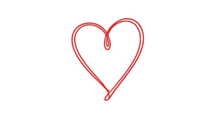 A simple, hand-drawn red heart shape outlined with a single continuous line on a white background, symbolizing love and affection.