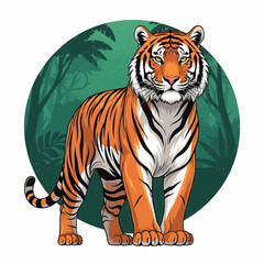 Obraz premium Majestic Tiger Standing in Jungle Vector Illustration