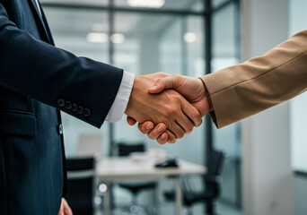 Close-Up Business Handshake in Office