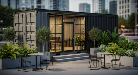 Container Converted into Coffee Shop Booth