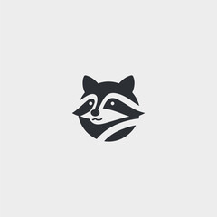 Minimalist raccoon head silhouette logo design.