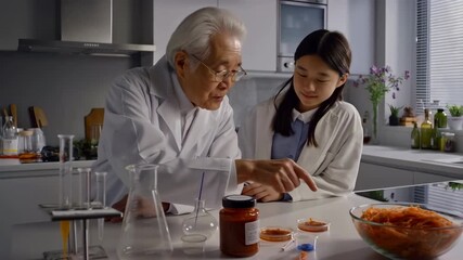 Scientists analyzing food sample in laboratory