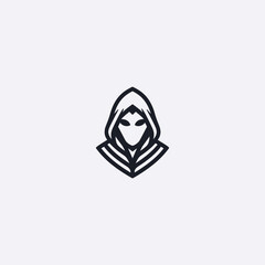 Abstract assassin head line art minimalist logo.