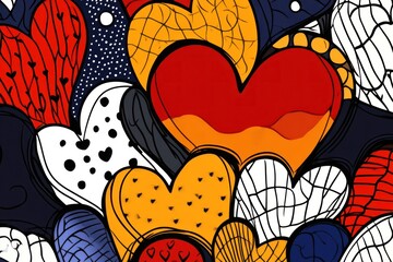 Vibrant Abstract Heart Pattern with Bold Colors and Intricate Details