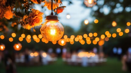 Glowing Orb Lights and Floral Decor Illuminate Romantic Outdoor Celebration