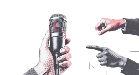 Talk Show Concept with Microphone and Hands