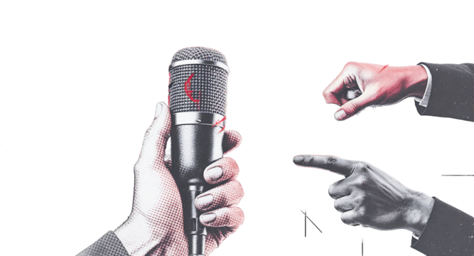 Talk Show Concept with Microphone and Hands