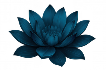 Beautiful blue lotus flower blooming, isolated on transparent background, perfect for spiritual or nature-themed projects