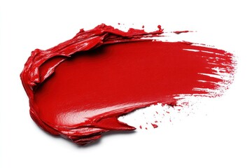 Bold Red Lipstick Swatch on White: Textured, Glossy, and Artistic