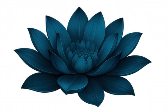 Beautiful blue lotus flower blooming, isolated on transparent background, perfect for spiritual or nature-themed projects
