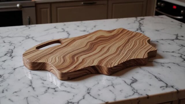 Handcrafted Wooden Food Preparation Board Featuring Handle and Distinctive Wood Grain