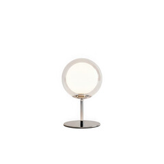 Modern spherical table lamp with a chrome base, isolated on transparent background