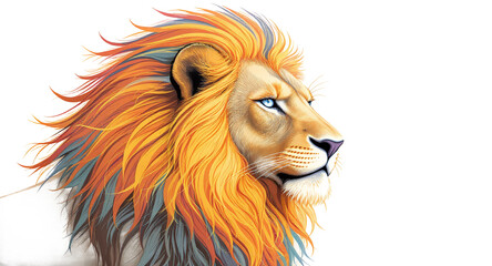 Fototapeta premium A Stylized Portrait of a Regal Animal with a Colorful Mane
