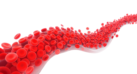 Abstract illustration of flowing red cells with a wavy backdrop