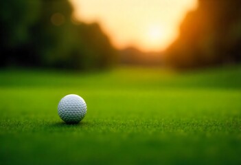 Obraz premium Generative AI Golf Ball on a Green Course.
