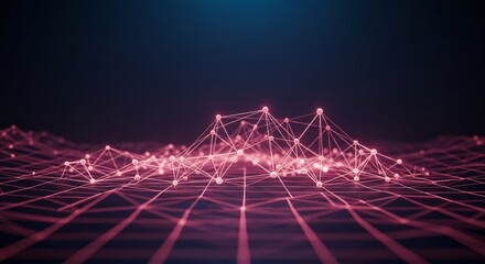 a network of lines and dots on a dark background