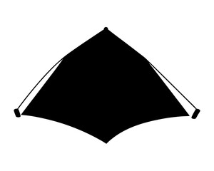 Simplified Black Silhouette of a Sunshade Sail Structure with Support Poles