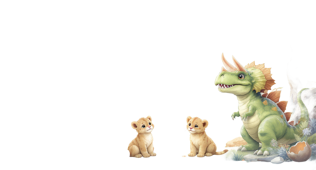 Cute Dinosaur and Animals Illustration