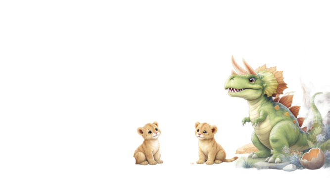 Cute Dinosaur and Animals Illustration