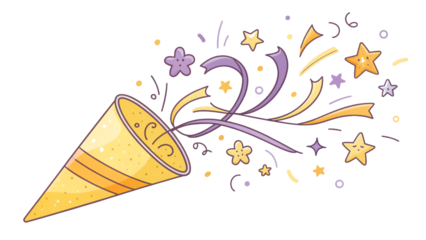 Festive Celebration Confetti Popper Explosion Illustration