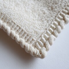 A white towel with a white fringe