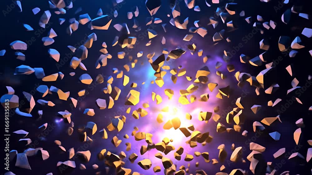 Canvas Prints abstract explosion of fragments with a central glowing light