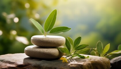 Obraz premium natural herbal supplements on stones with soft tones background