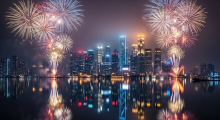 Fototapeta premium fireworks over the river