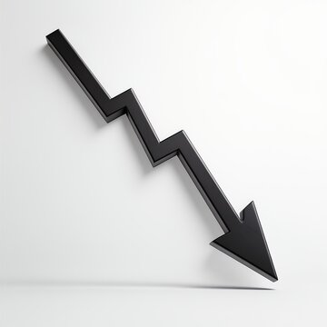 Black Downward Arrow on White Background